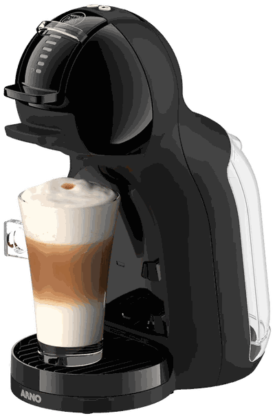 NESCAFÉ Dolce Gusto Mini Me 2.0 preta com uma xícara de café na bandeja